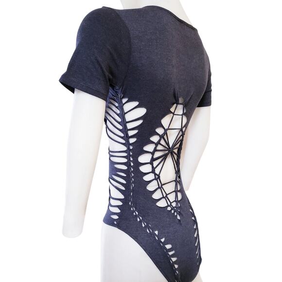 MOON GODDESS - MEDIUM - Leotard - Junior/Women's Cut and Weaved Charcoal Grey - Picture 5 of 10